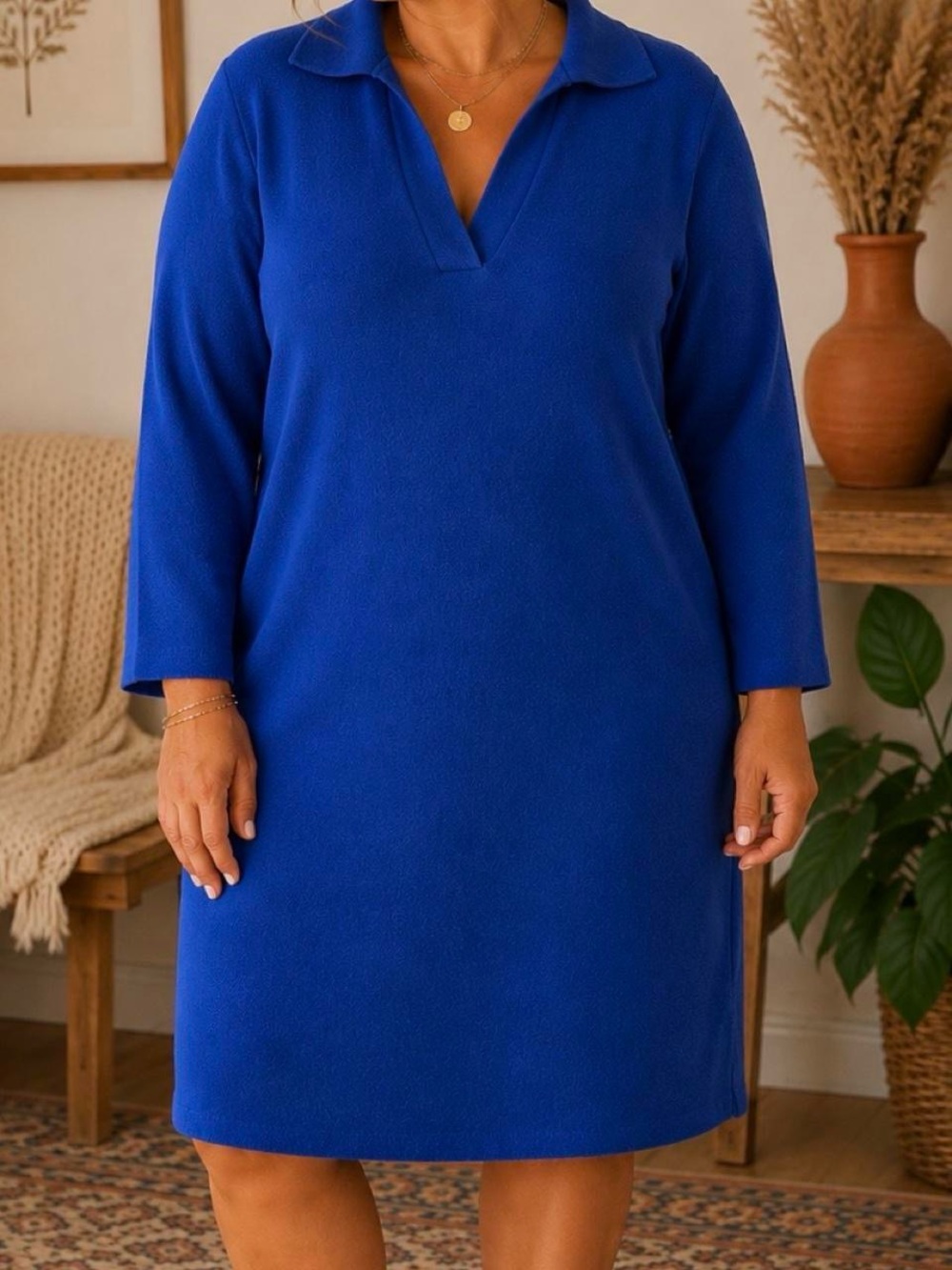Monki Cobalt Blue Collared Sweater Dress